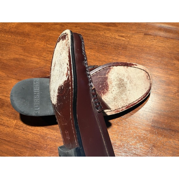 Florsheim Penny Loafer Black Leather Shoes Slip-On Leather Moc Toe Mens 9.5D - Picture 9 of 9